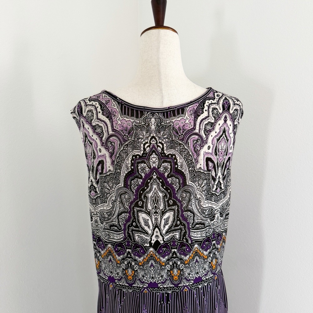 La Cera Maxi Dress Womens 1X Plus Purple Bohemian Artsy Indie Resortwear Stretch - Picture 6 of 9